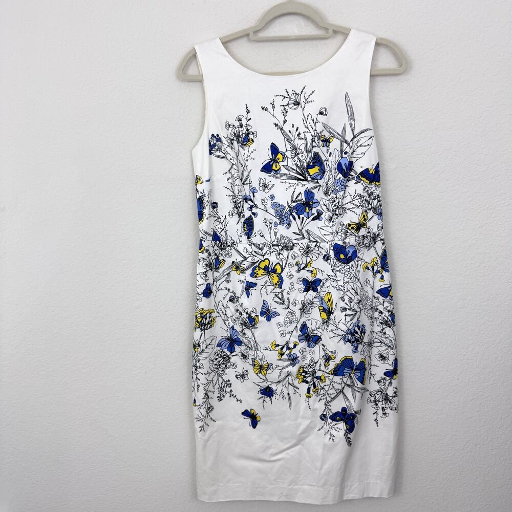 RSVP By Talbots Womens Sleeveless Sheath Dress Size 6 Butterfly Summer Cotton